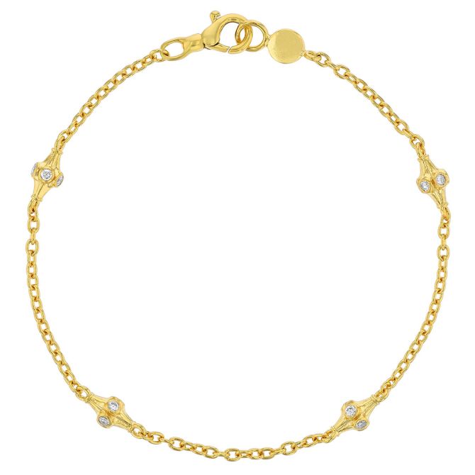 Gurhan Spell Diamond Station Bracelet in Yellow Gold, 7"