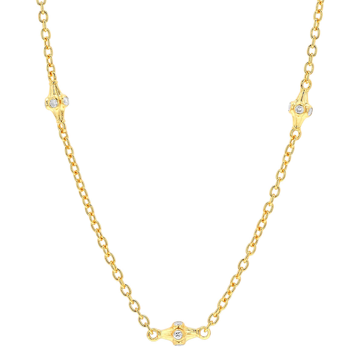 Gurhan Spell Diamond Station Necklace in Yellow Gold, 18