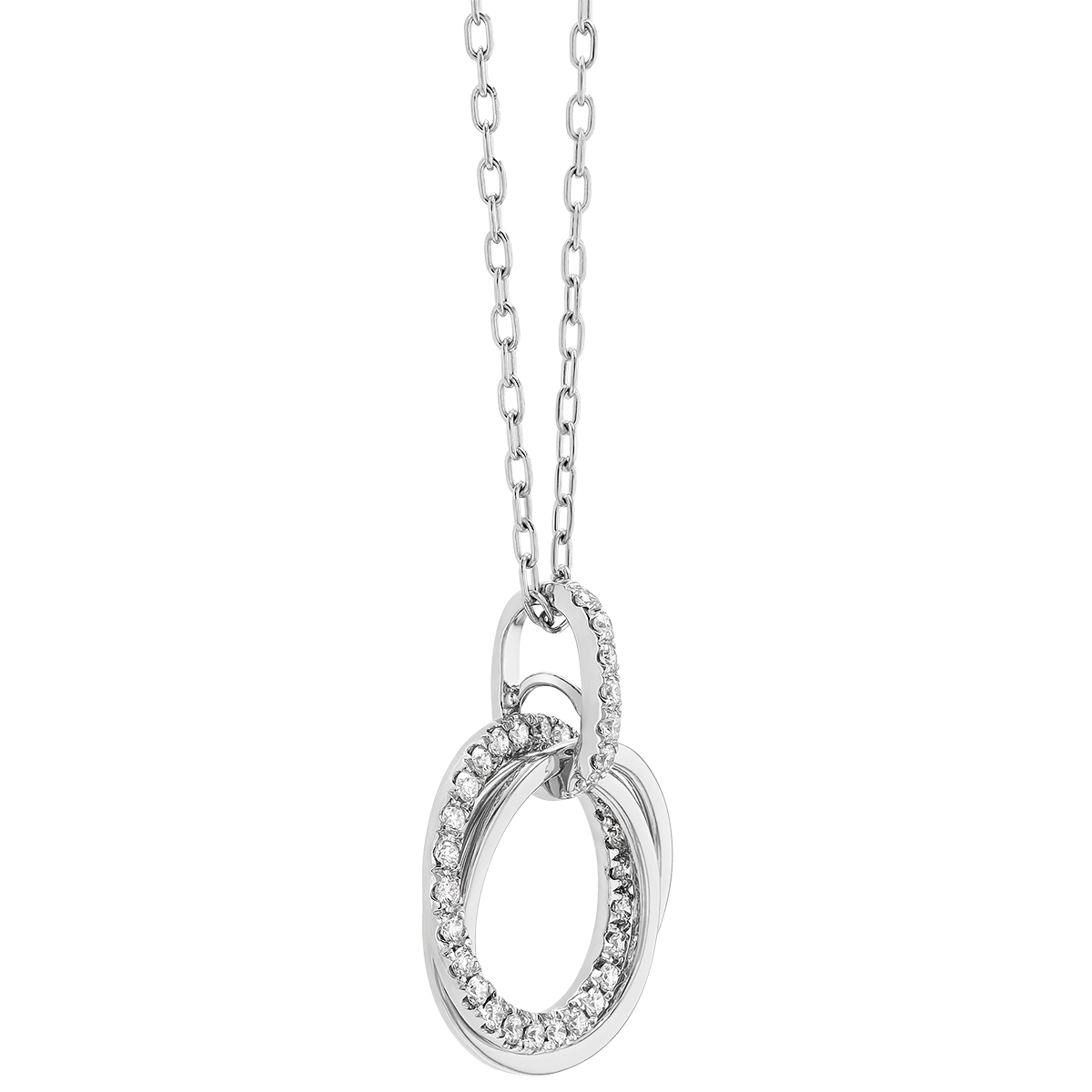 Diamond Triple Circle Pendant in White Gold