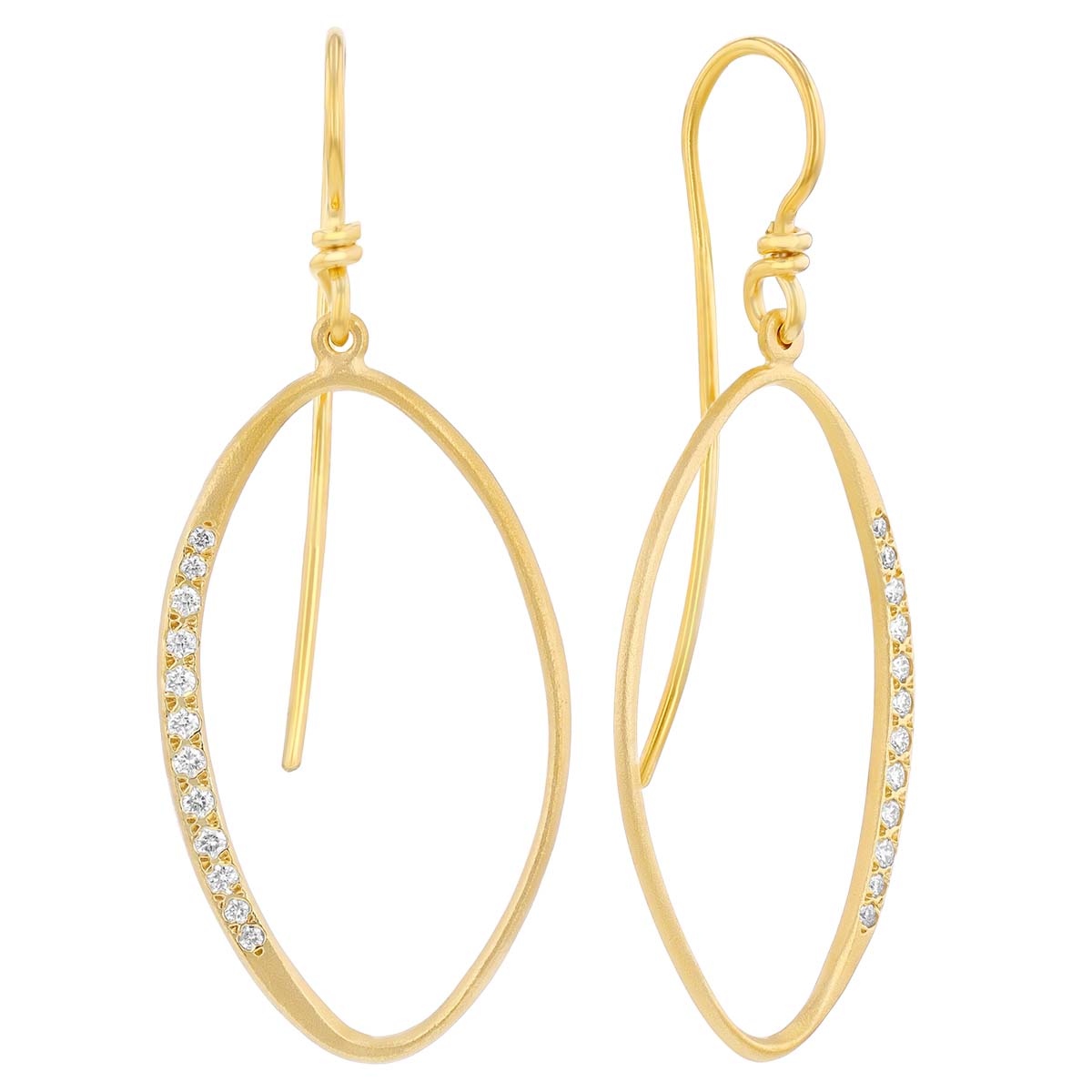 Marika Graduated Diamond Oval Dangle Earrings in Yellow Gold