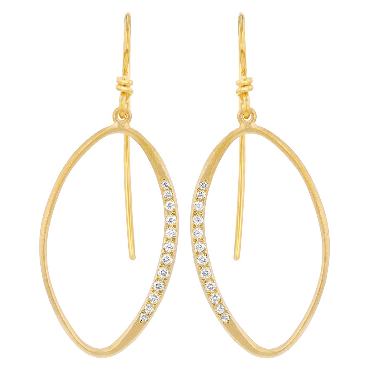 Marika Graduated Diamond Oval Dangle Earrings in Yellow Gold