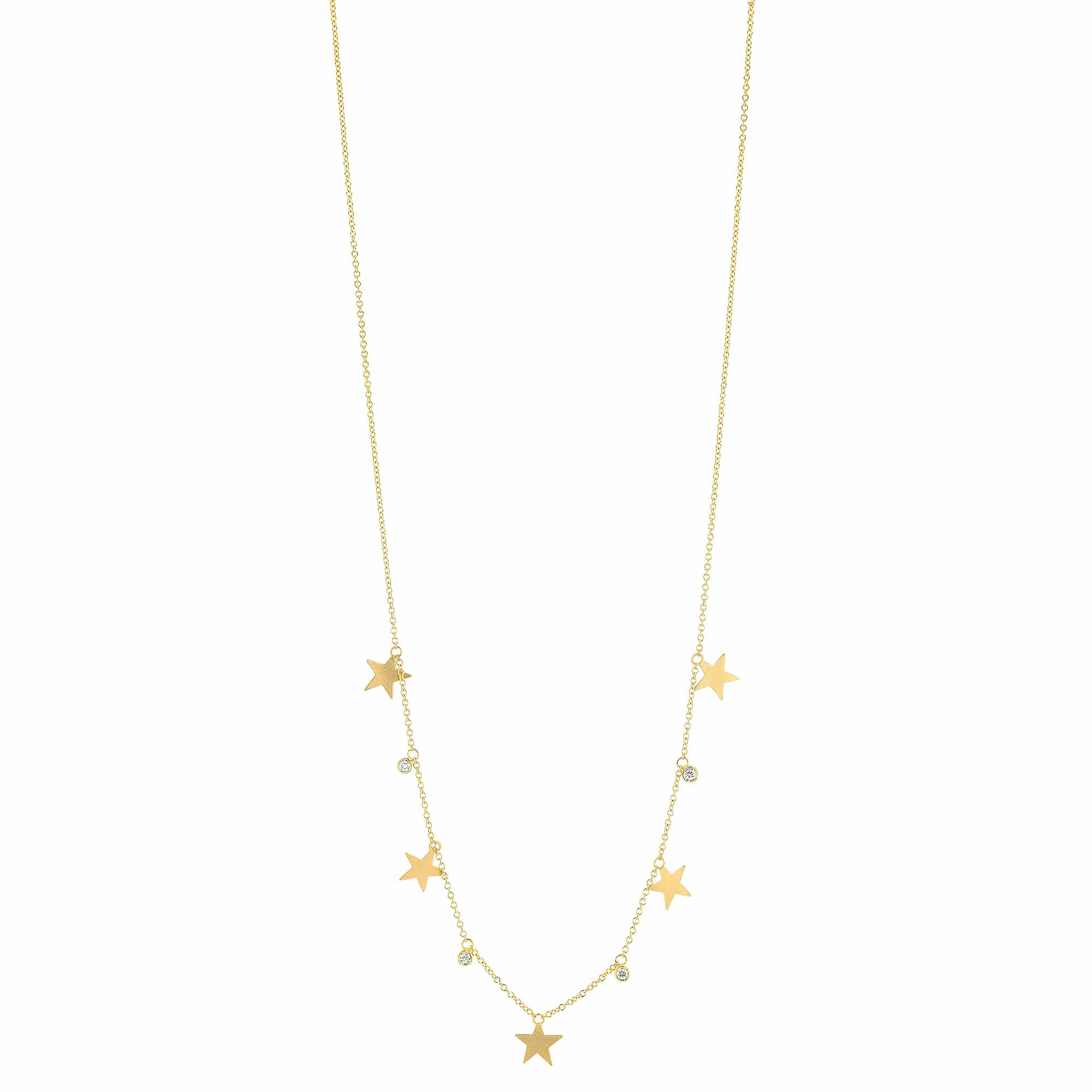 Marika Yellow Gold Star & Diamond Station Necklace, 17
