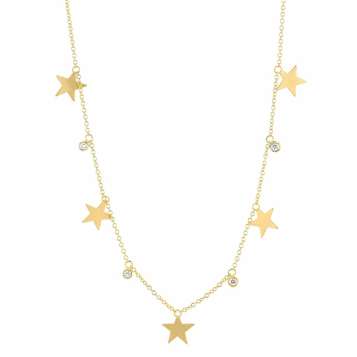 Marika Yellow Gold Star & Diamond Station Necklace, 17