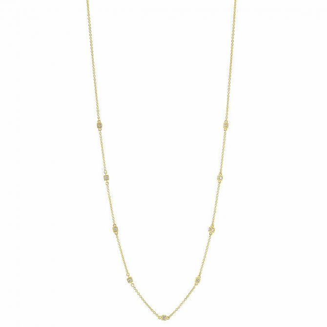 Marika Diamond Cube Station Chain Necklace in Yellow Gold, 17"
