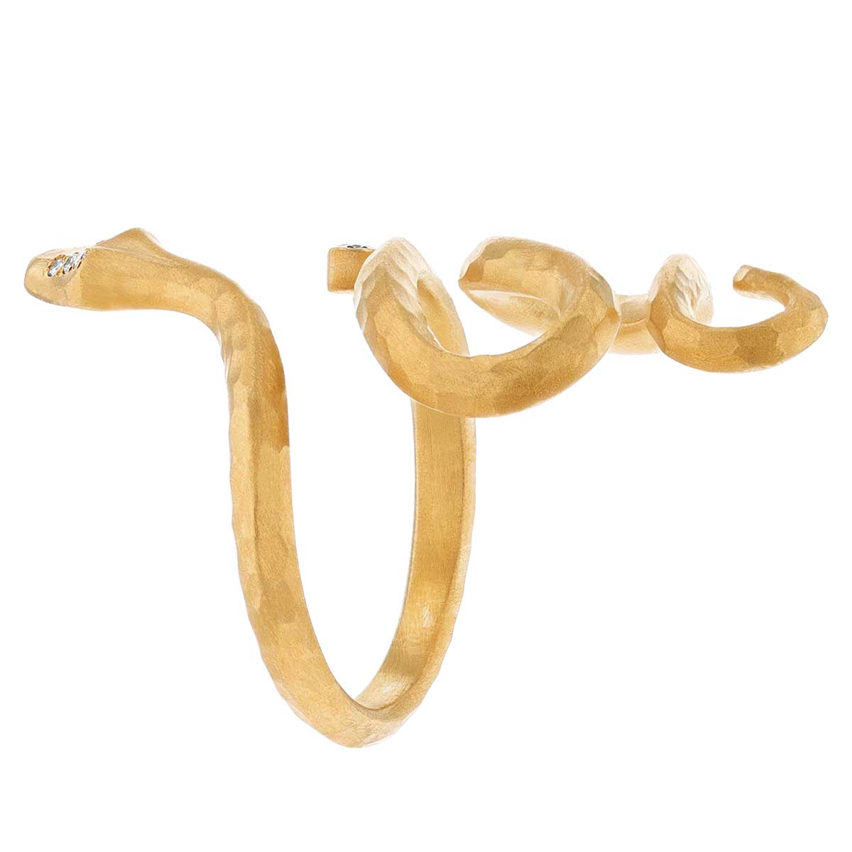 Marika Yellow Gold Snake Ring with Diamonds