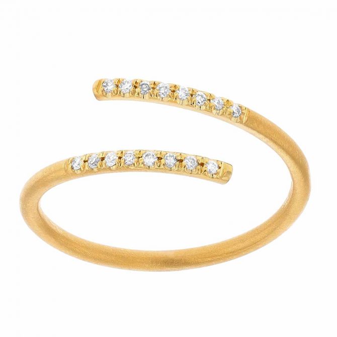 Marika Yellow Gold Hug Bypass Ring with Diamonds