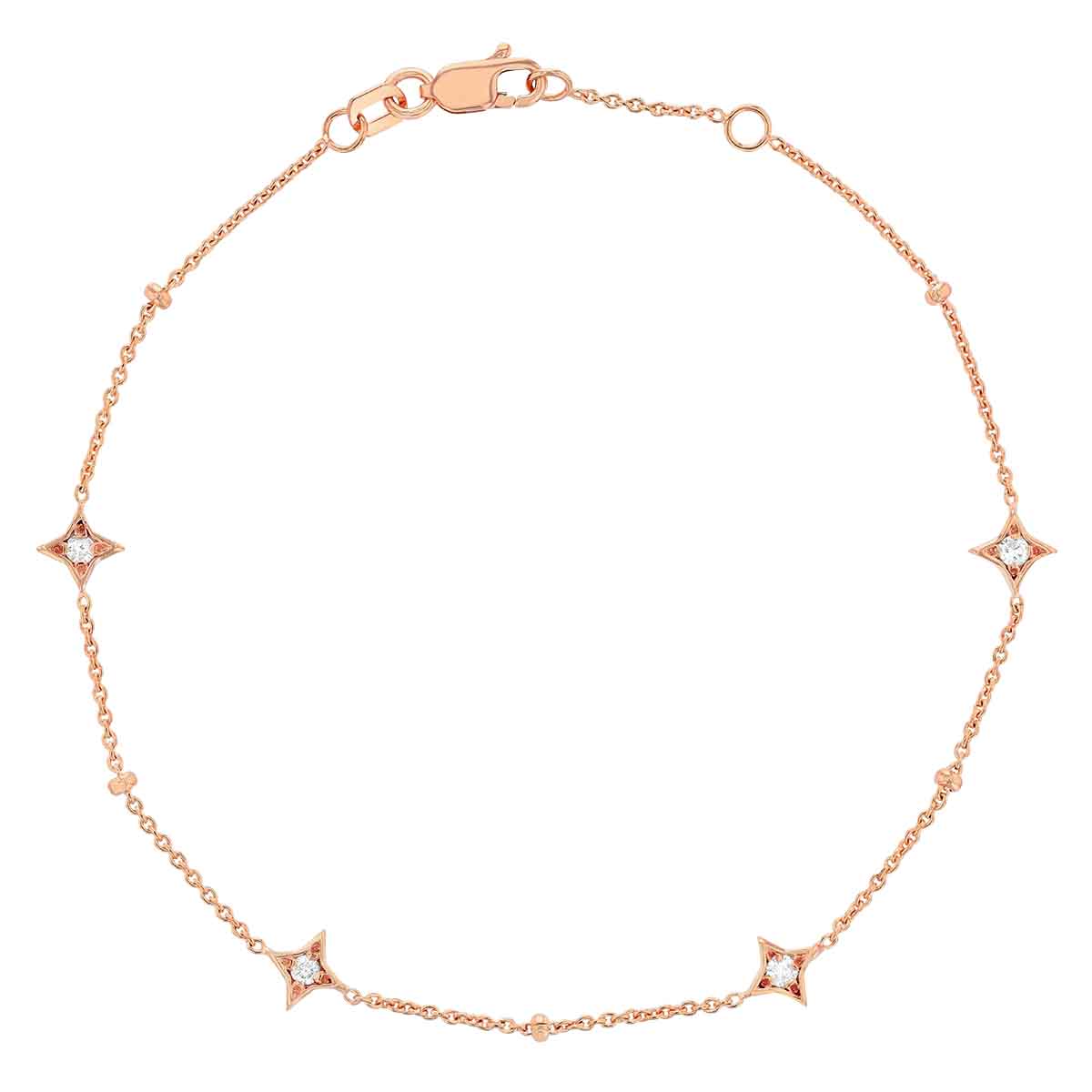 Diamond Star Station Bracelet in Rose Gold, 7.5