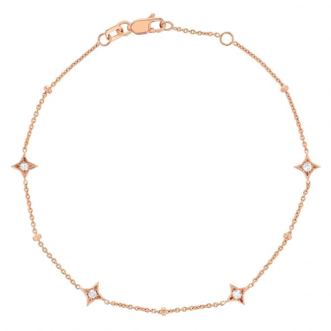 Diamond Star Station Bracelet in Rose Gold, 7.5"