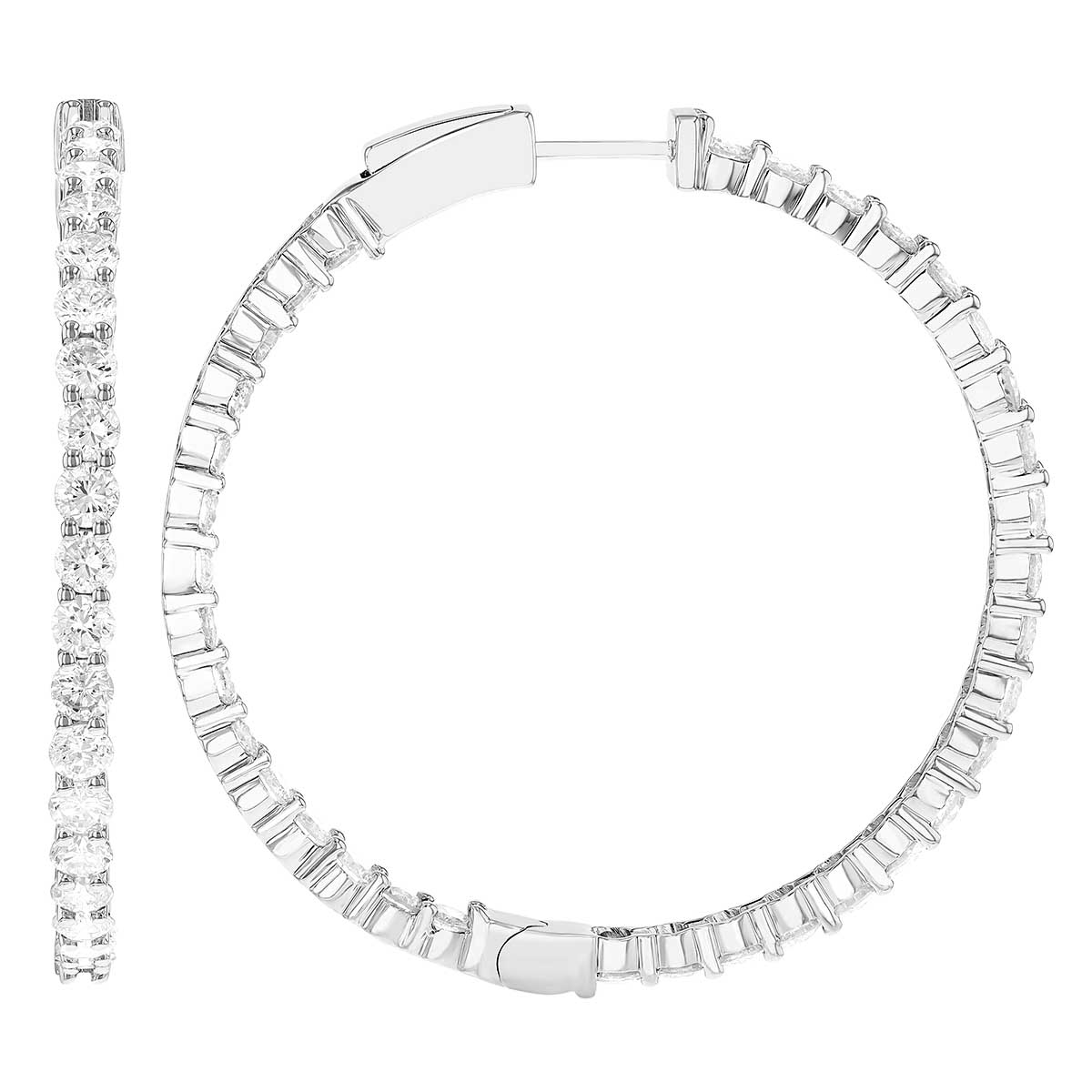 Diamond Inside Out Hoop Earrings in White Gold, 5 cttw