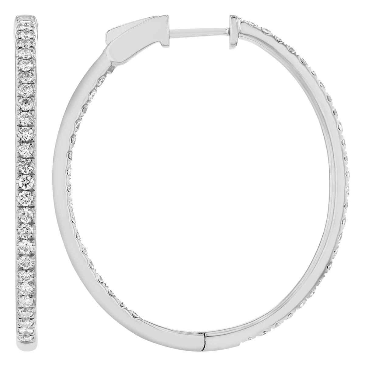 Diamond Inside Out Hoop Earrings in White Gold, 1.26 cttw