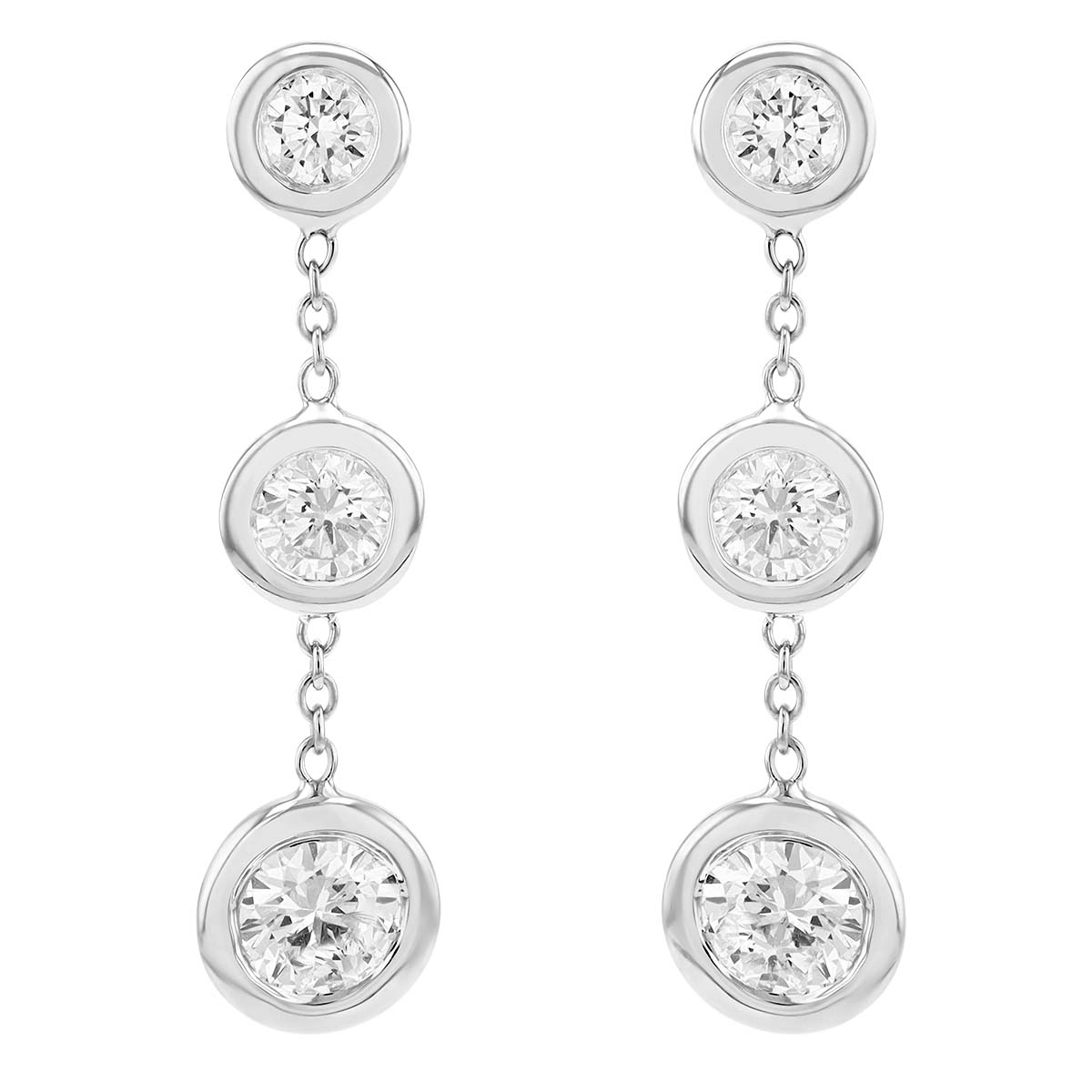 Roberto Coin Diamond Trio Bezel Set Dangle Earrings in White Gold