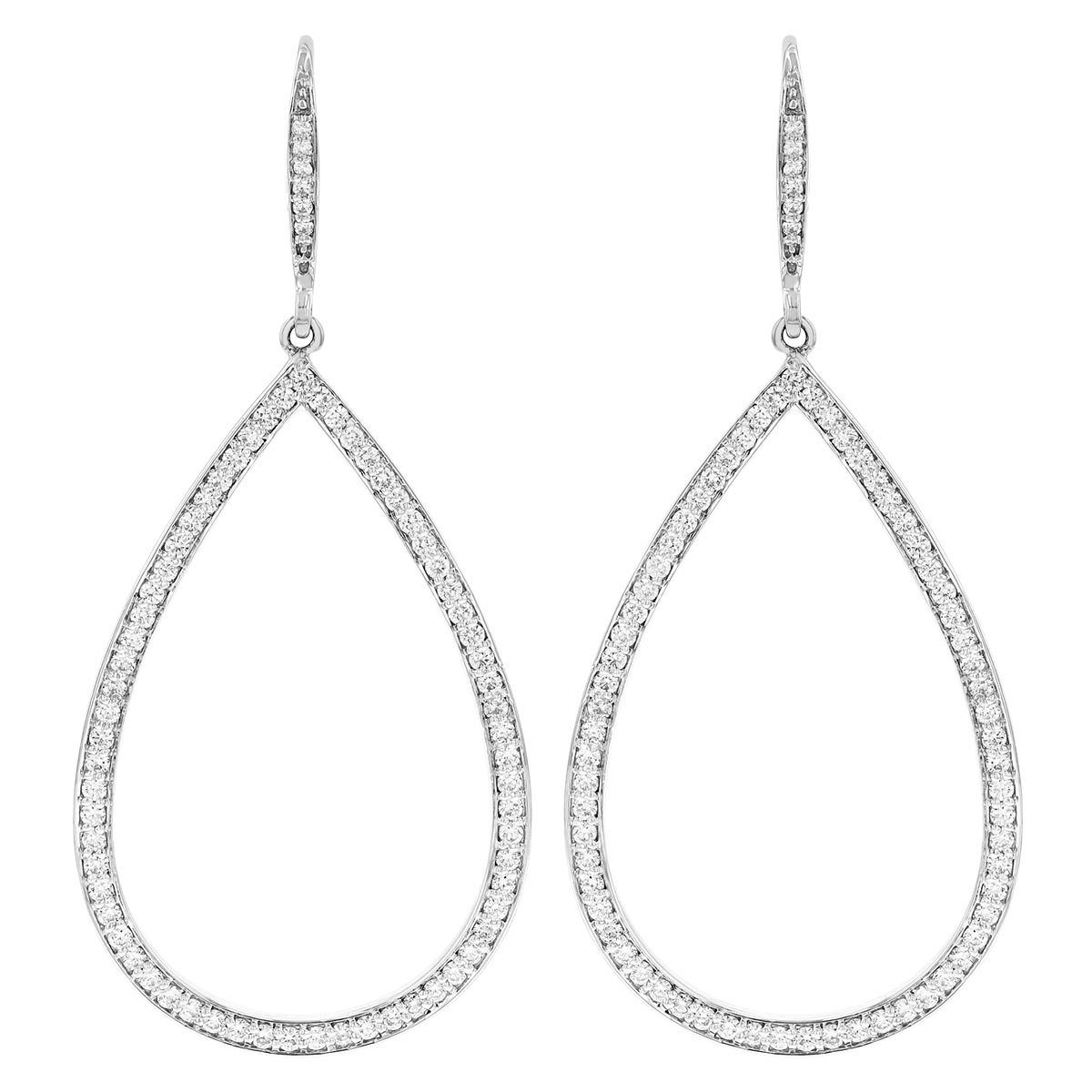 Roberto Coin Diamond Open Pear Shaped Dangle Earrings in White Gold