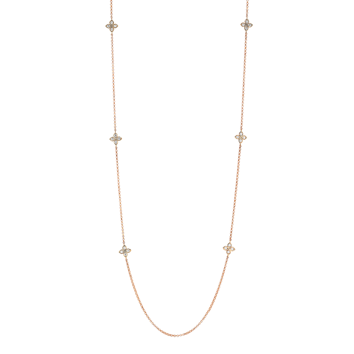 Roberto Coin Love by the Yard Diamond Flower 10 Station Necklace in Rose Gold, 36