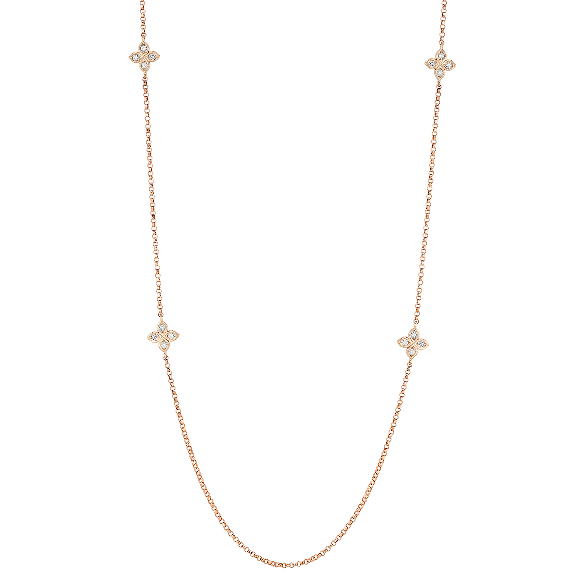 Roberto Coin Love by the Yard Diamond Flower 10 Station Necklace in Rose Gold, 36