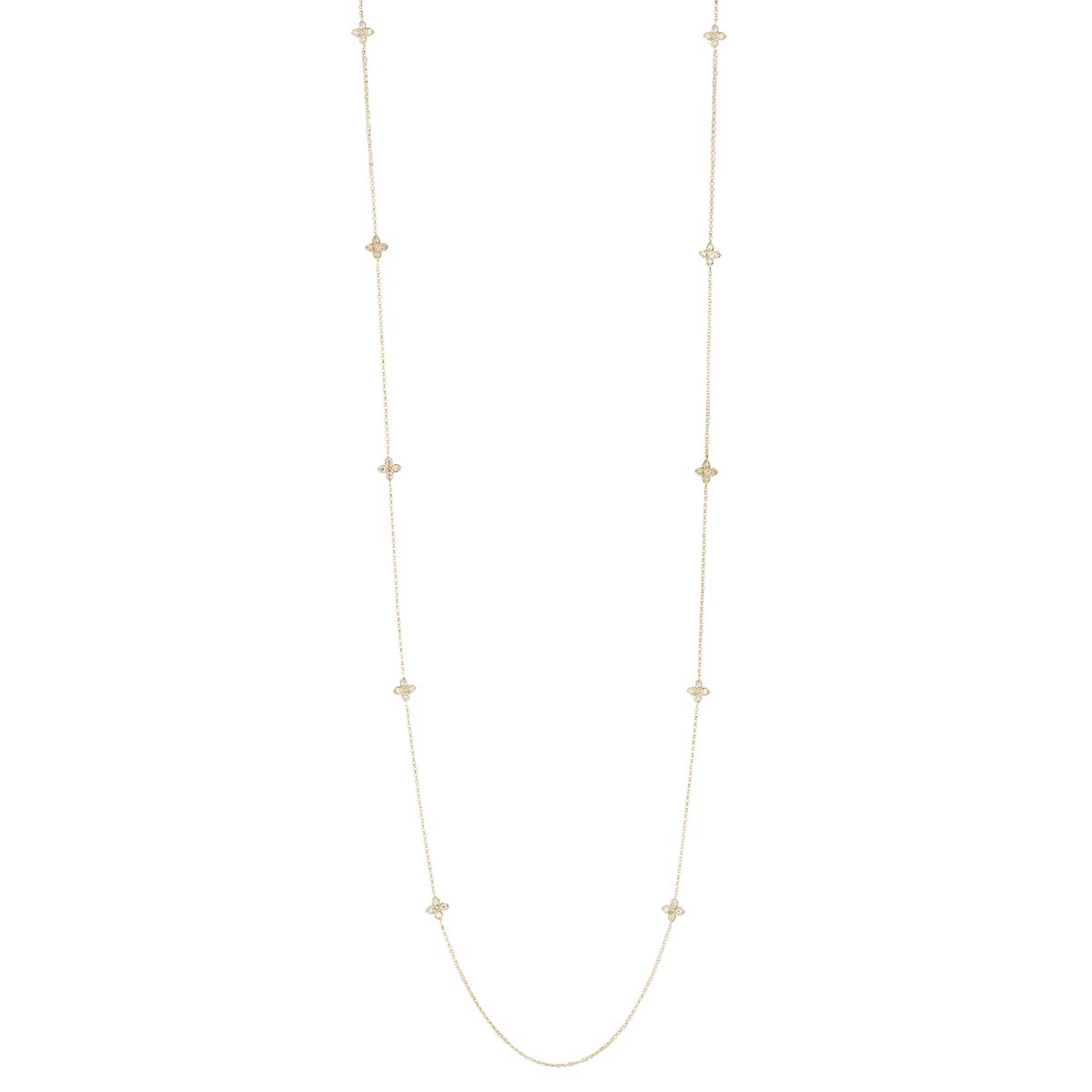 Roberto Coin Love by the Yard Diamond Flower 10 Station Necklace in Yellow Gold, 36