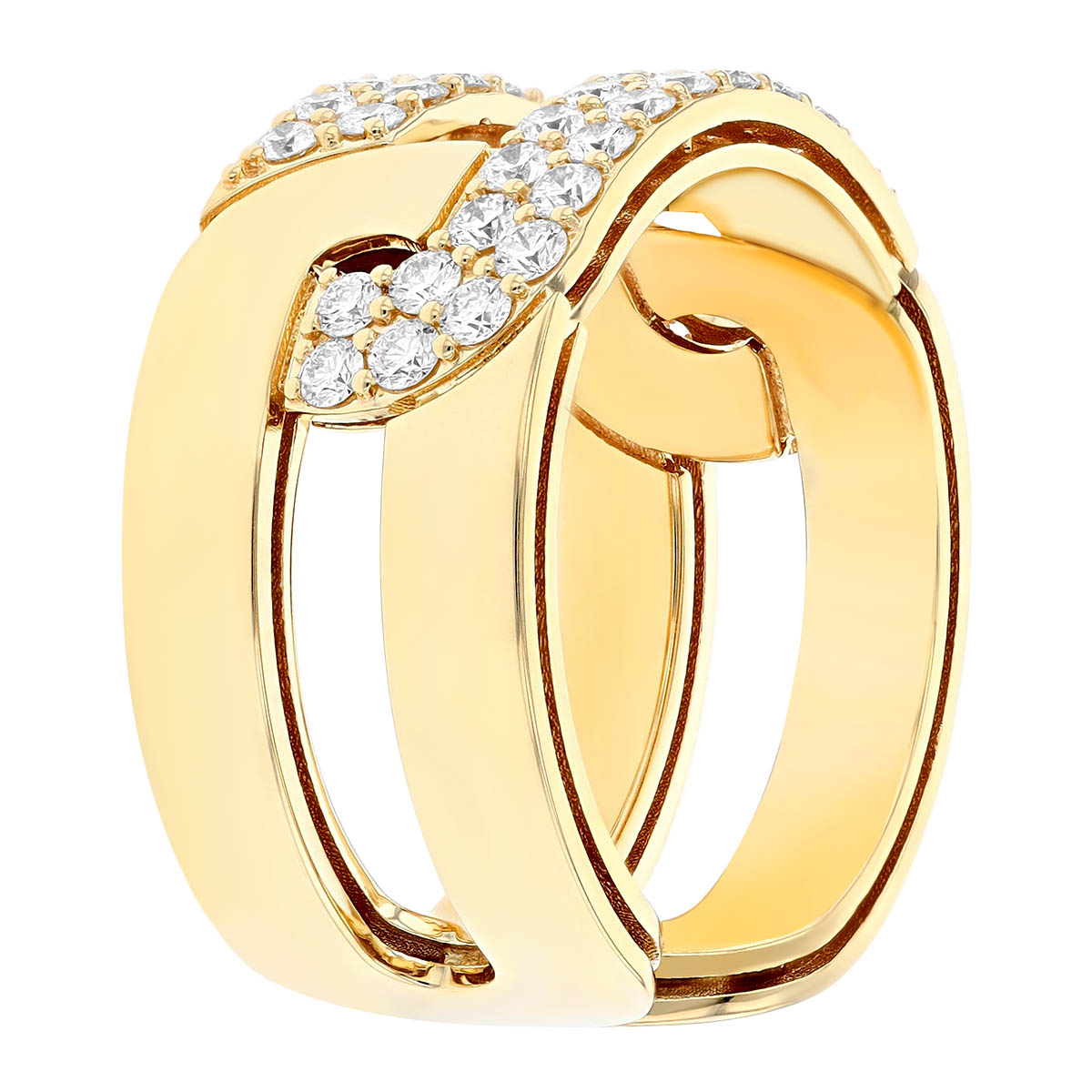 Roberto Coin Navarra Diamond Pavé Link Cuff Ring in Yellow Gold