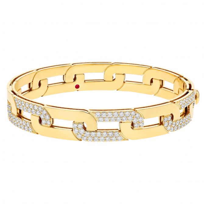 18K White Gold Sol Pavé Diamond 6.5 Inch Bangle Bracelet