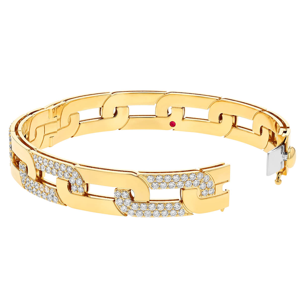 Roberto Coin Navarra Diamond Pavé Link Bangle Bracelet in Yellow Gold