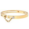 Roberto Coin Navarra Yellow Gold Cuff & Chain Diamond Pavé Closure Bangle Bracelet, 58 mm