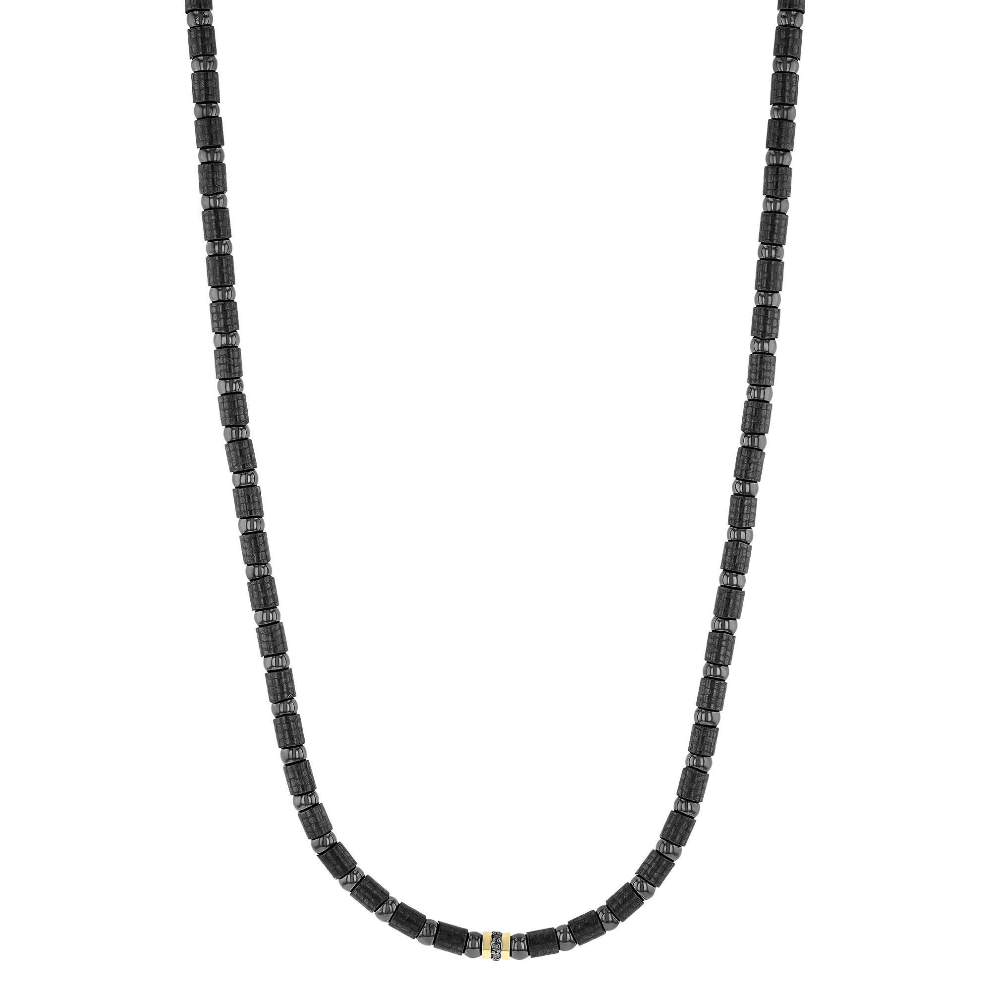 Roberto Demeglio Black Ceramic, Carbon Fiber & Yellow Gold Bead Necklace with Diamonds