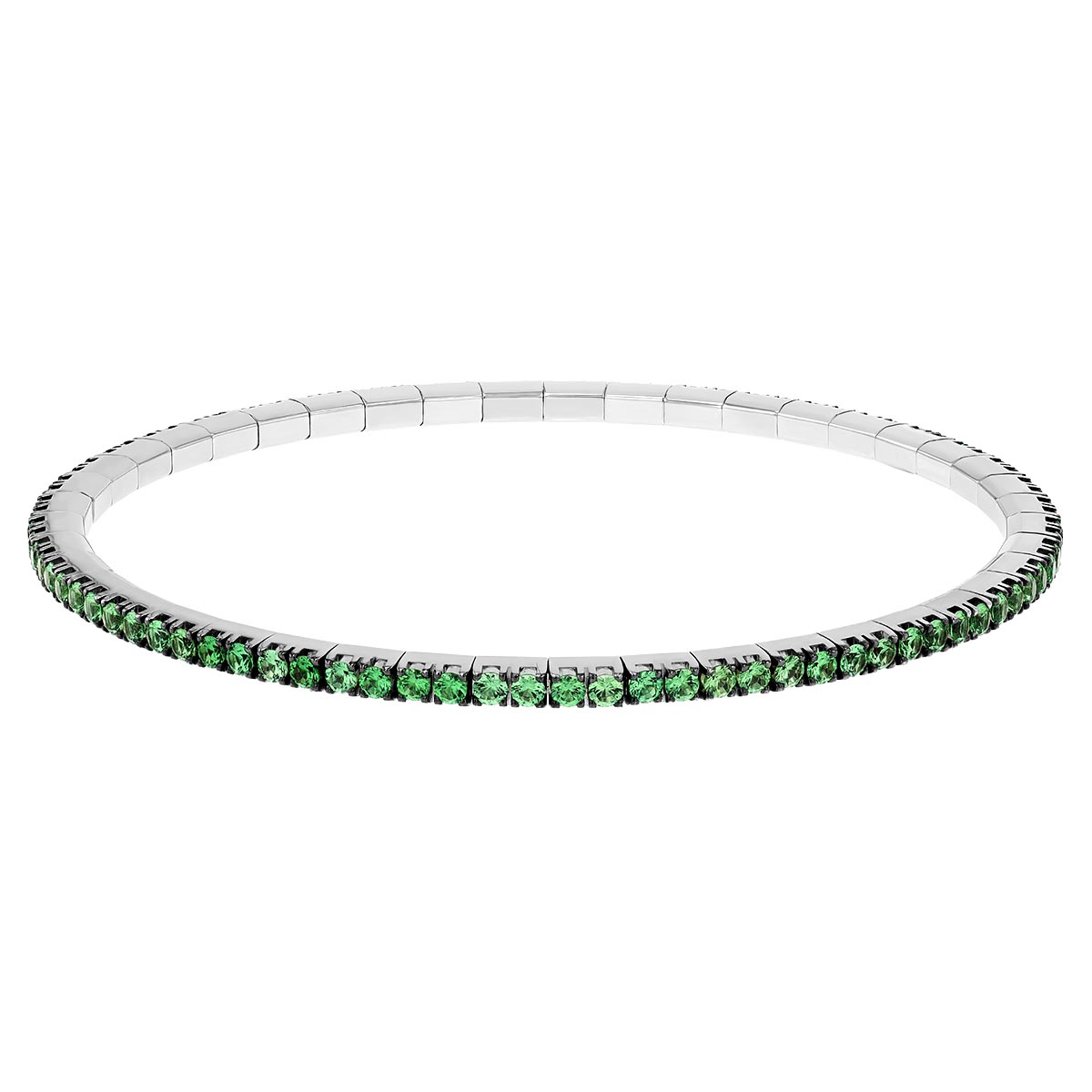 Demeglio Extensible Tsavorite Garnet Stretch Bracelet in White Gold