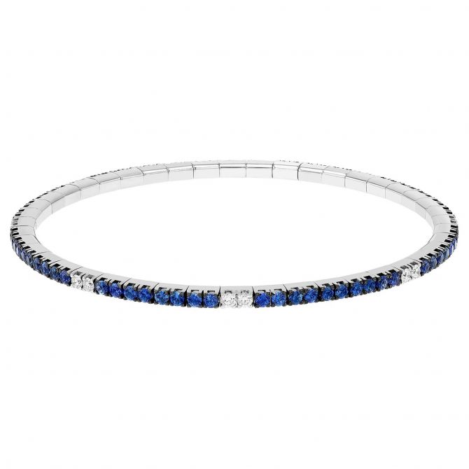 Roberto Demeglio Sapphire & Diamond Stretch Bracelet in White Gold