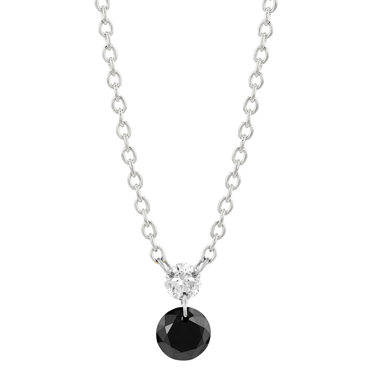 Aresa Black & White Diamond Duo Pendant in White Gold, 18