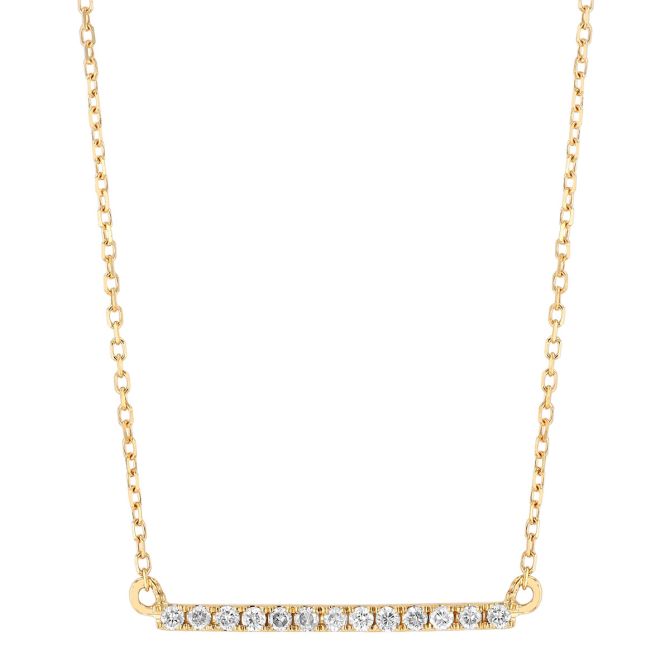 Diamond Bar Necklace in Yellow Gold, 16"