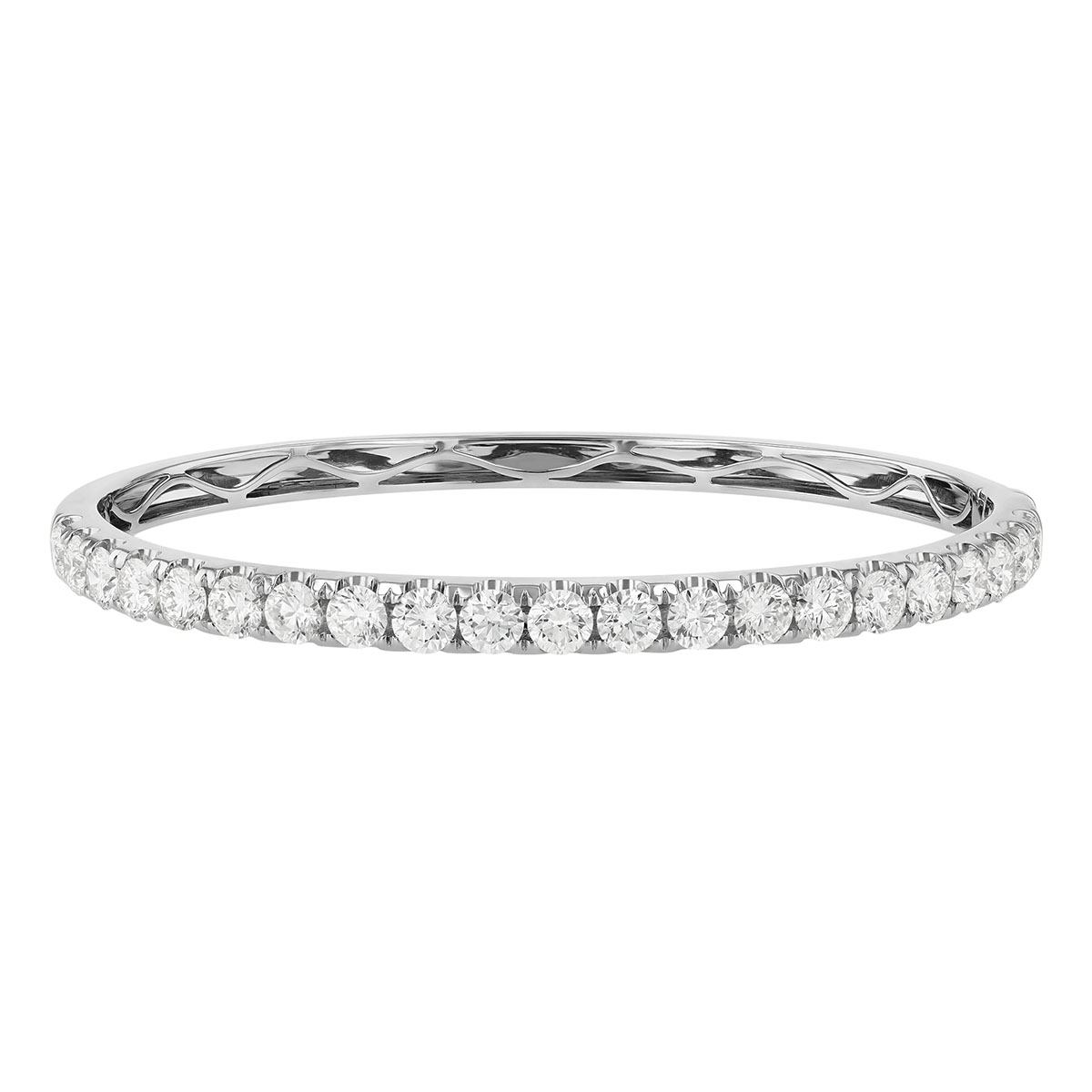 Round Diamond Bangle Bracelet in White Gold, 5.00 cttw