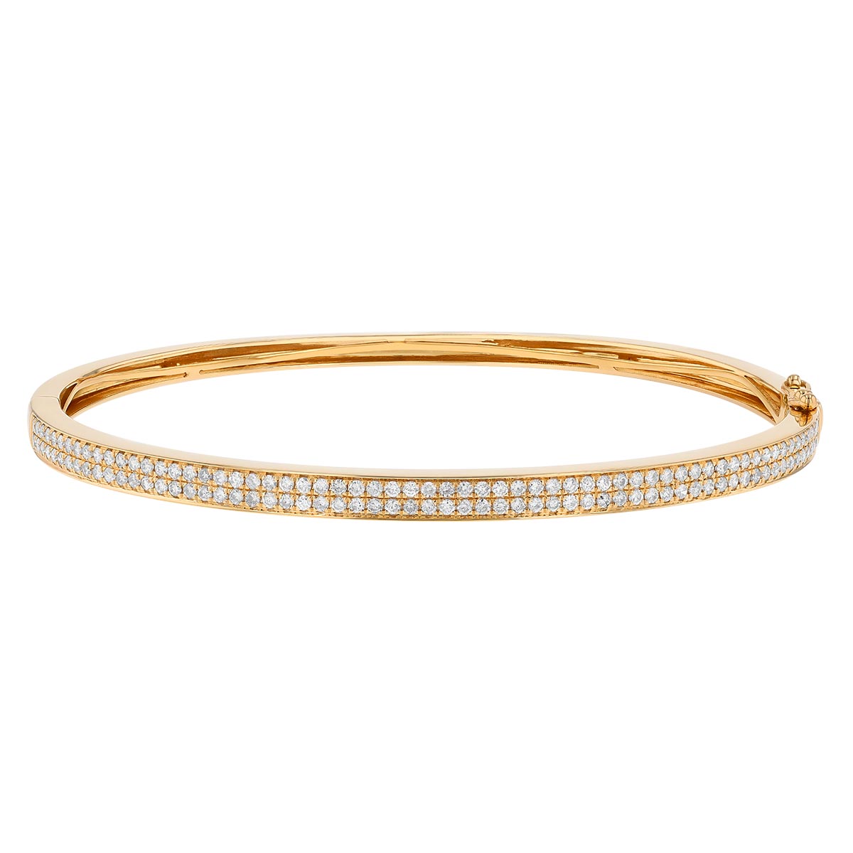 Diamond Pavé 2 Row Bangle Bracelet in Yellow Gold