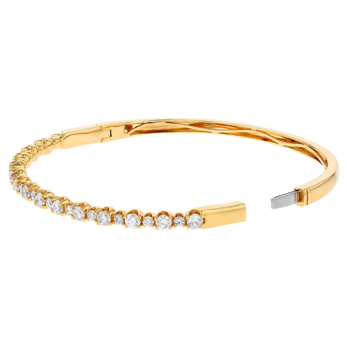 Alternating Size Diamond Bangle Bracelet in Yellow Gold, 1.75 cttw