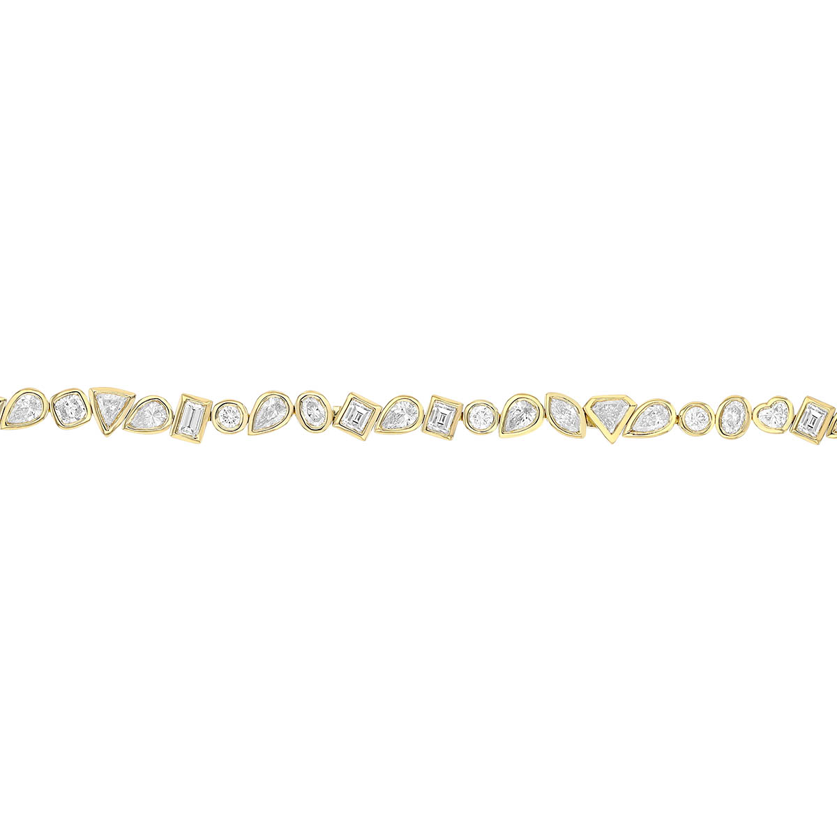 Mixed Shape Diamond Tennis Bracelet in Yellow Gold, 7