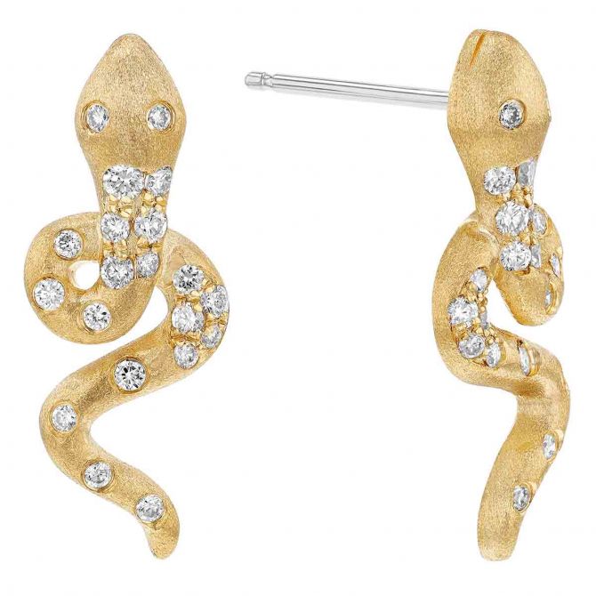 Diamond Snake Drop Earrings in Yellow Gold Borsheims
