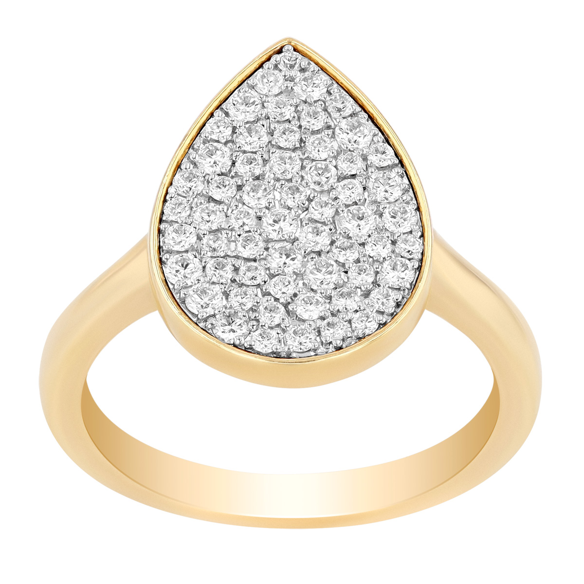 Doves Diamond Pavé Pear-Shape Ring in Two Tone