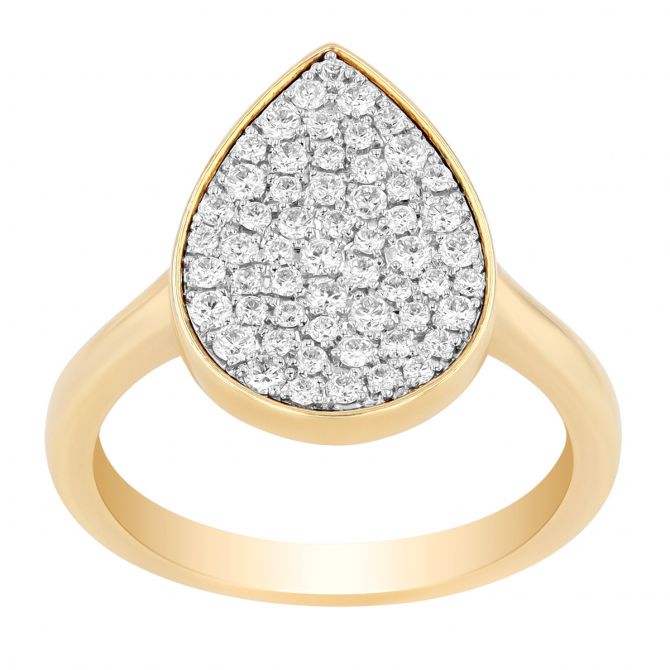 Doves Diamond Pavé Pear-Shape Ring in Two Tone