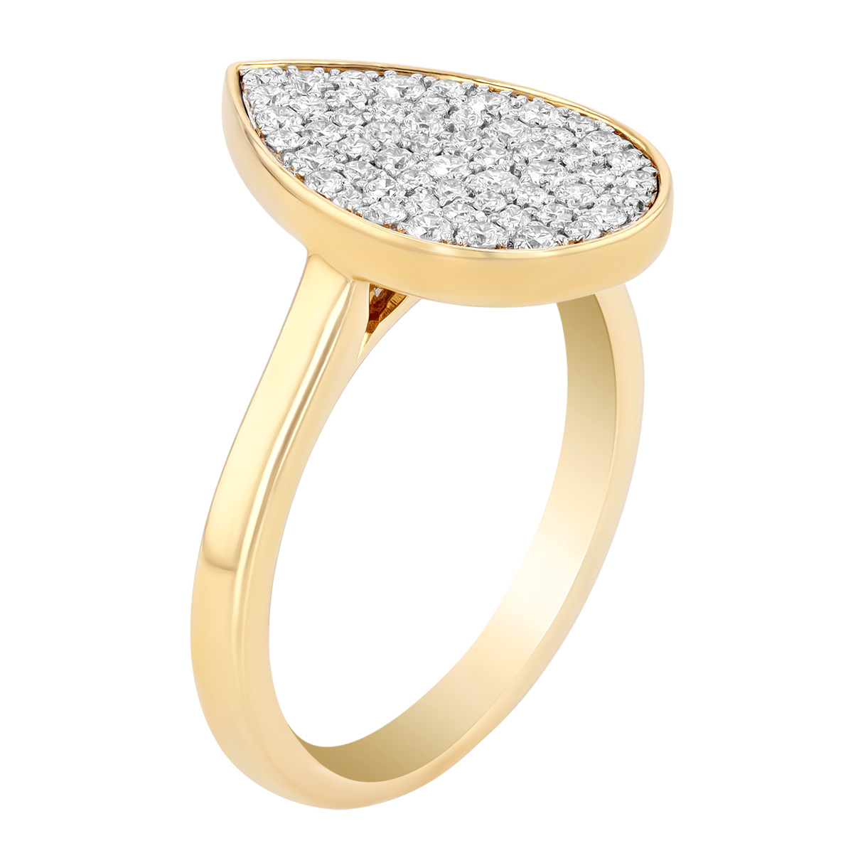 Doves Diamond Pavé Pear-Shape Ring in Two Tone