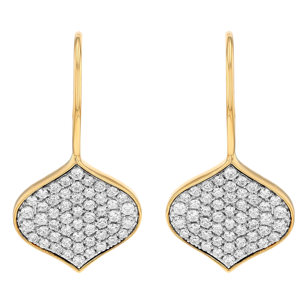 Doves Diamond Pave Arabesque Drop Earrings in Two Tone Gold