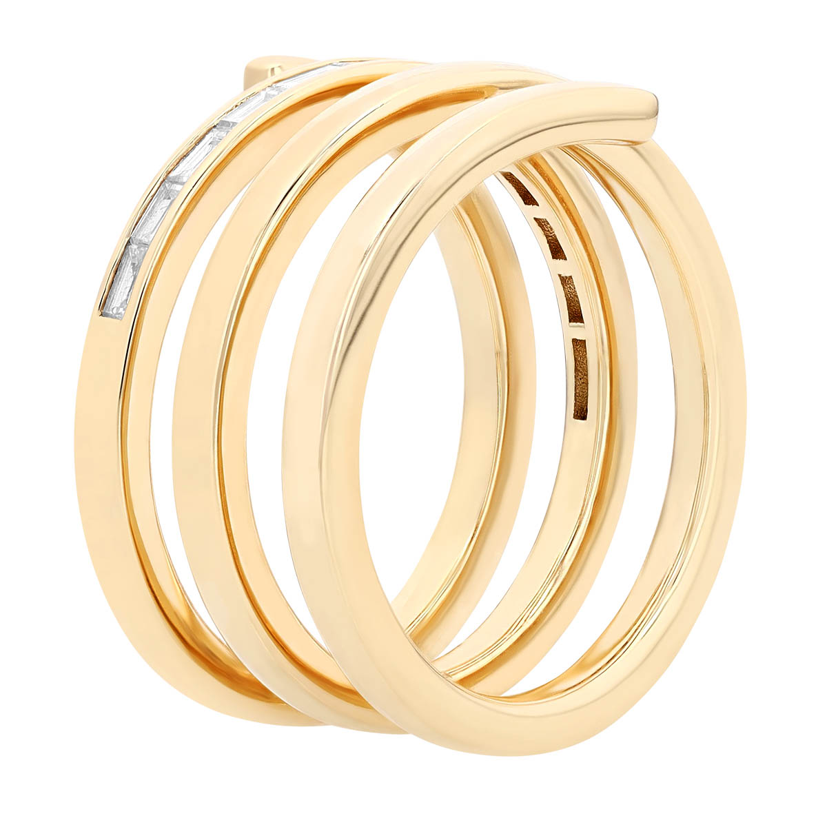 Phillips House Link Baguette Diamond Quadruple Wrap Ring in Yellow Gold
