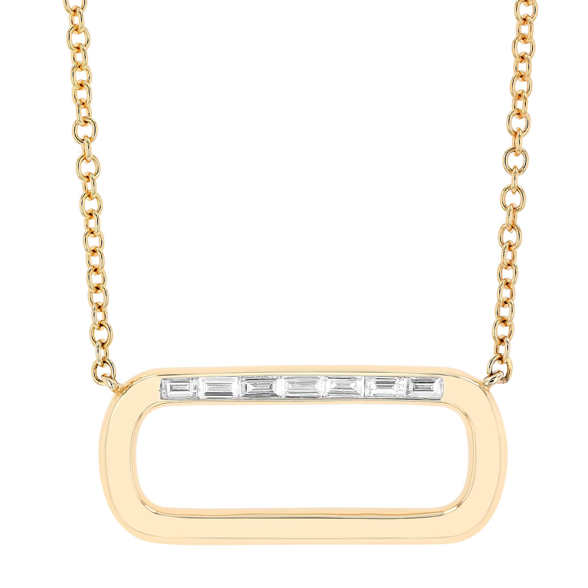 Phillips House Link Baguette Diamond Long Open Link Pendant in Yellow Gold, 17
