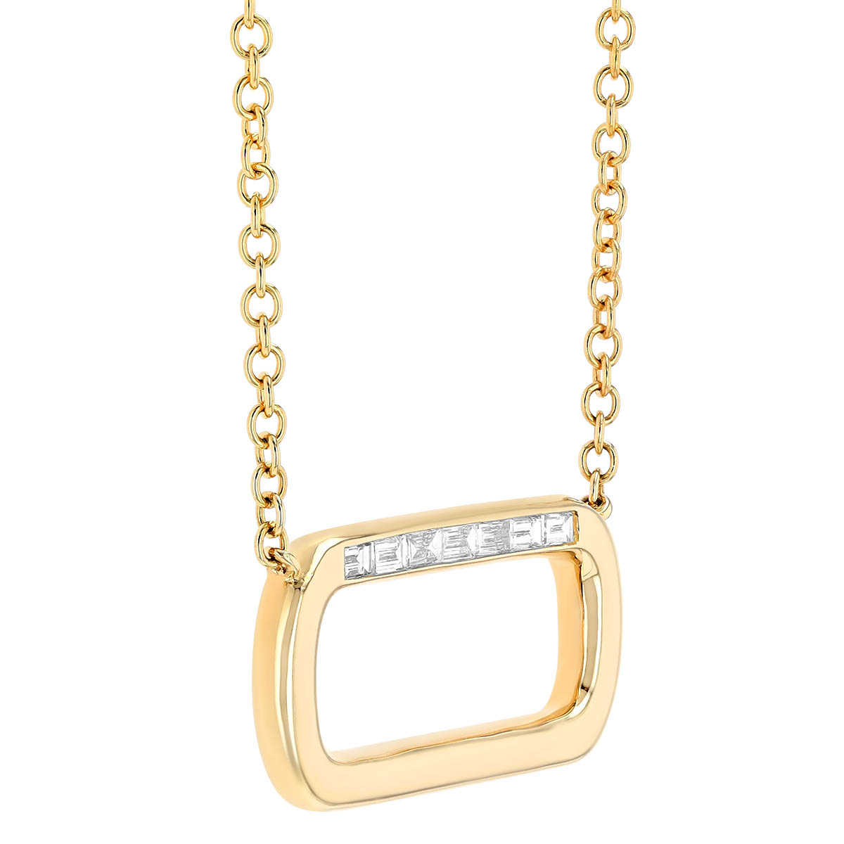 Phillips House Link Baguette Diamond Long Open Link Pendant in Yellow Gold, 17