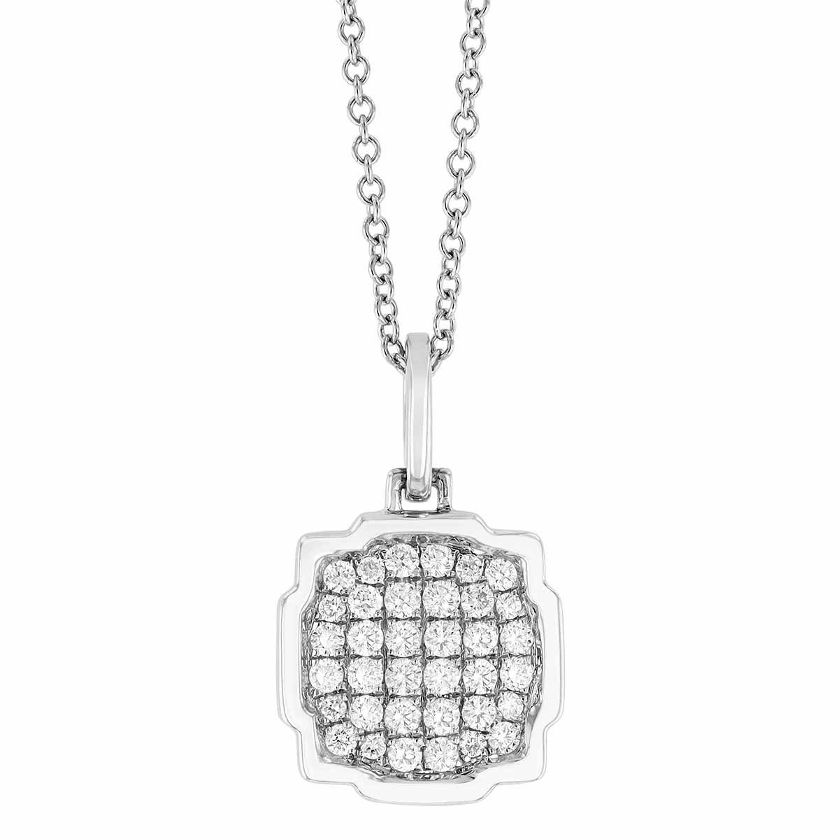 Frederic Sage Diamond Pavé Modern Quatrefoil Pendant in White Gold, 18