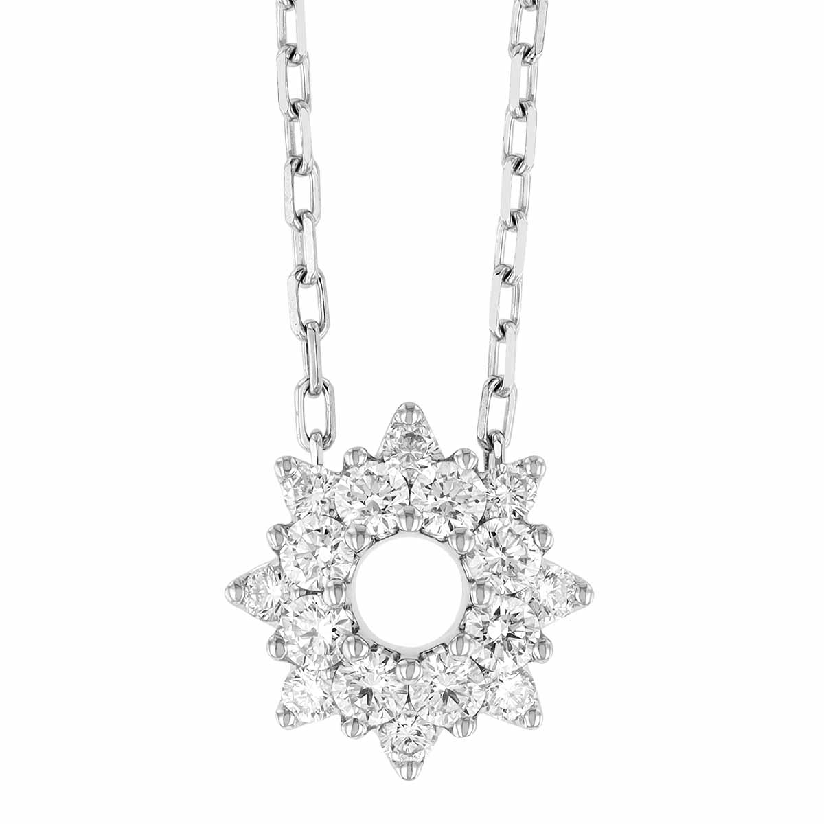 Frederic Sage Diamond Open Sunburst Necklace in White Gold, 18