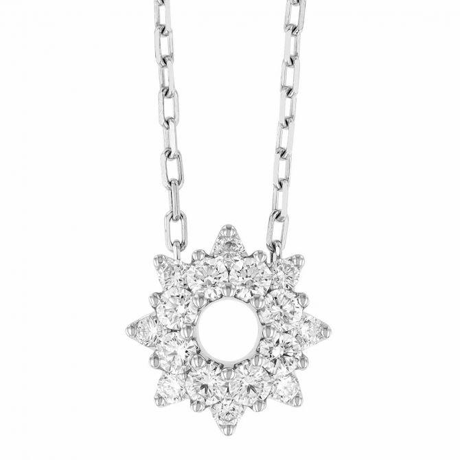 Frederic Sage Diamond Open Sunburst Necklace in White Gold, 18"