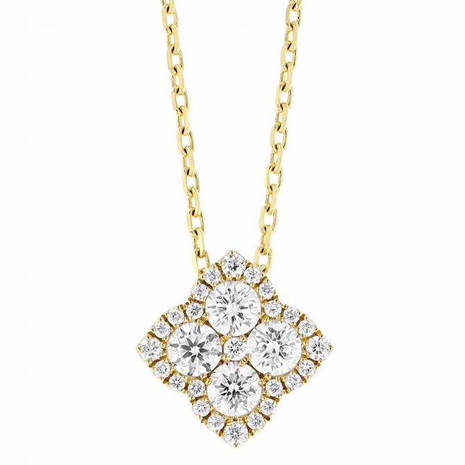 Frederic Sage Diamond Quatrefoil Necklace in Yellow Gold, 18"