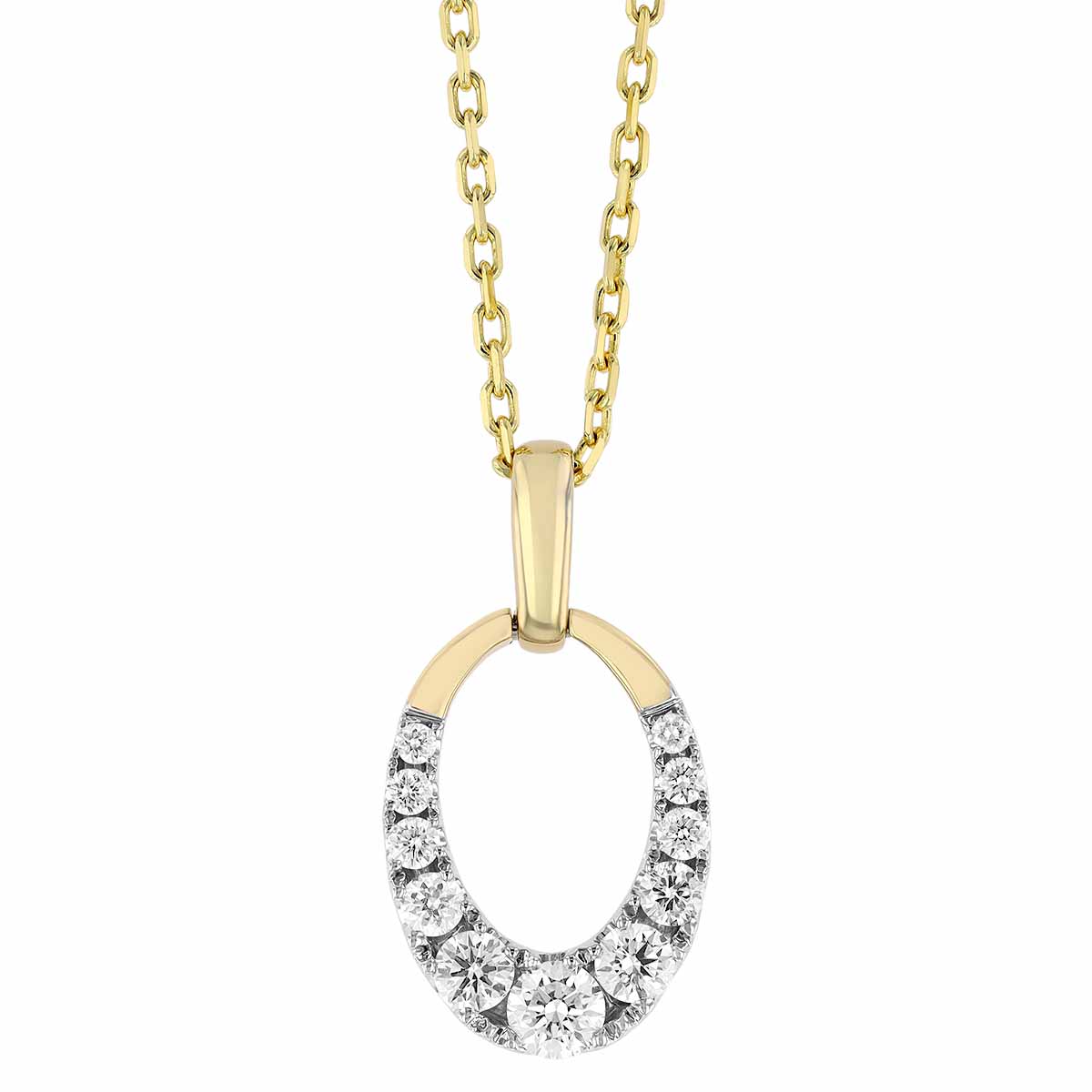 Frederic Sage Open Oval Diamond Pendant in Yellow & White Gold, 18