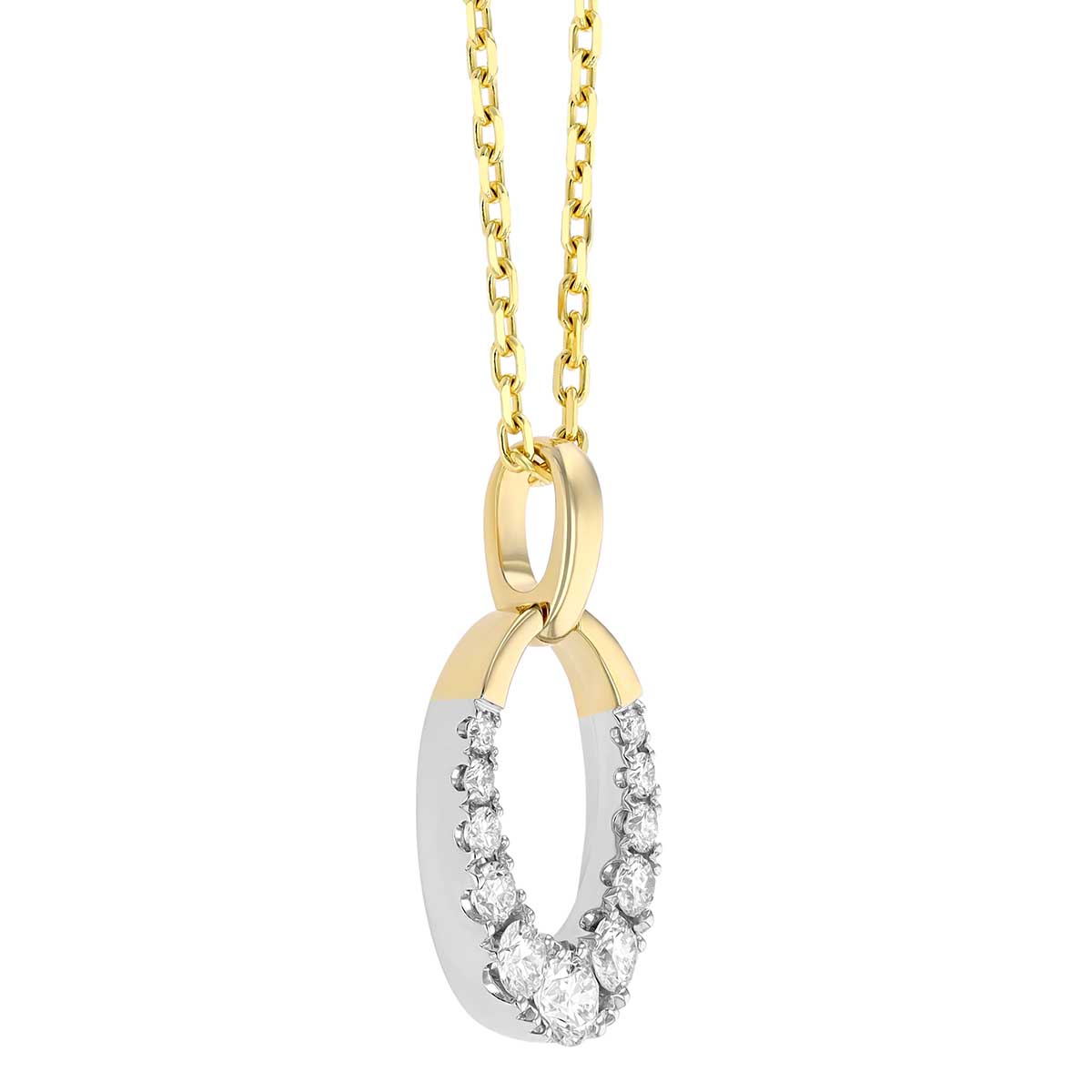 Frederic Sage Open Oval Diamond Pendant in Yellow & White Gold, 18