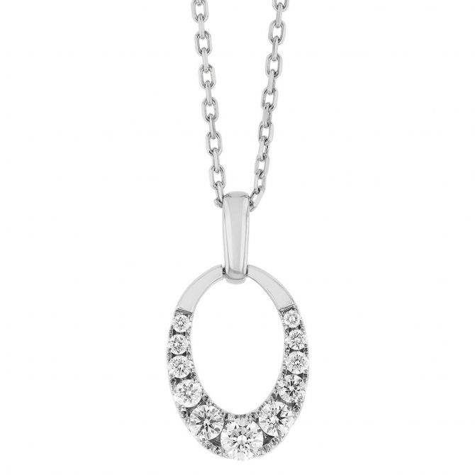 Frederic Sage Open Oval Diamond Pendant in White Gold, 18"