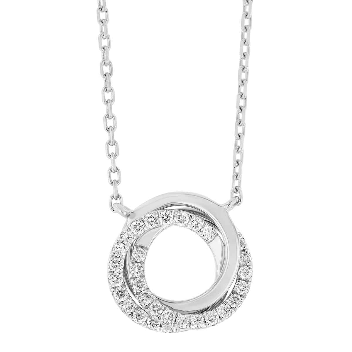 Frederic Sage Diamond Rosette Swirl Necklace in White Gold, 18