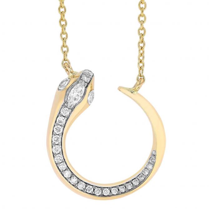 Frederic Sage Diamond Snake Circle Necklace in Yellow & White Gold, 18"