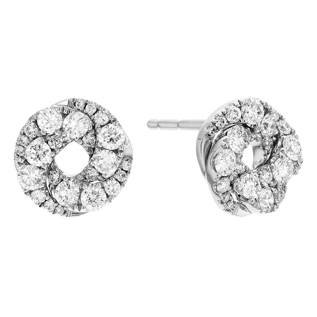 Frederic Sage Twist Black & White Diamond Stud Earrings in White Gold